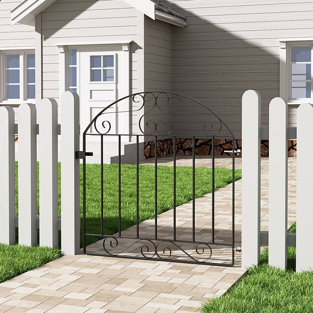 Black Arched Top Lockable Rust Resistant Metal Garden Gate
